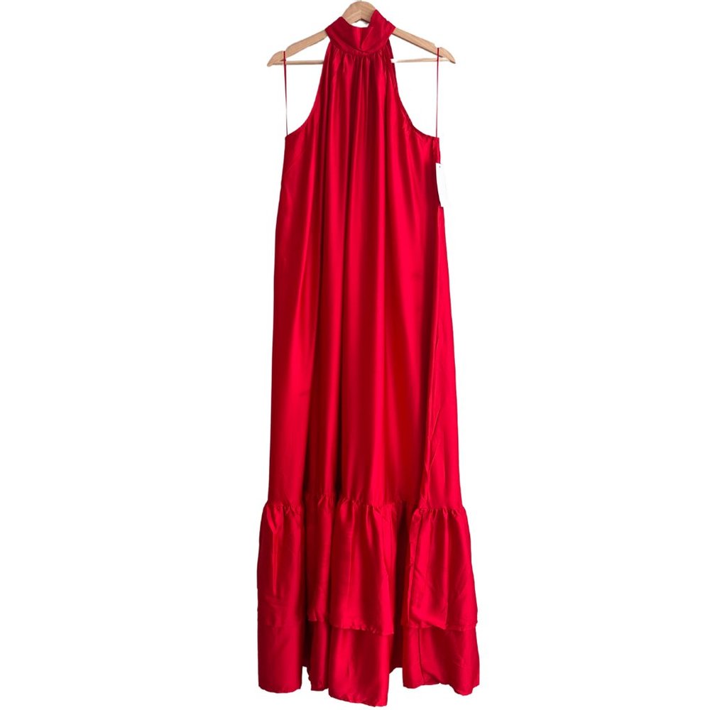 Elegant Red Halter Dress
